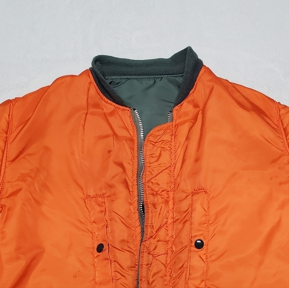 VINTAGE 80s US Army Green Orange Reversible Flyers Jacket Flight Jacket Airforce - Picture 11 of 16